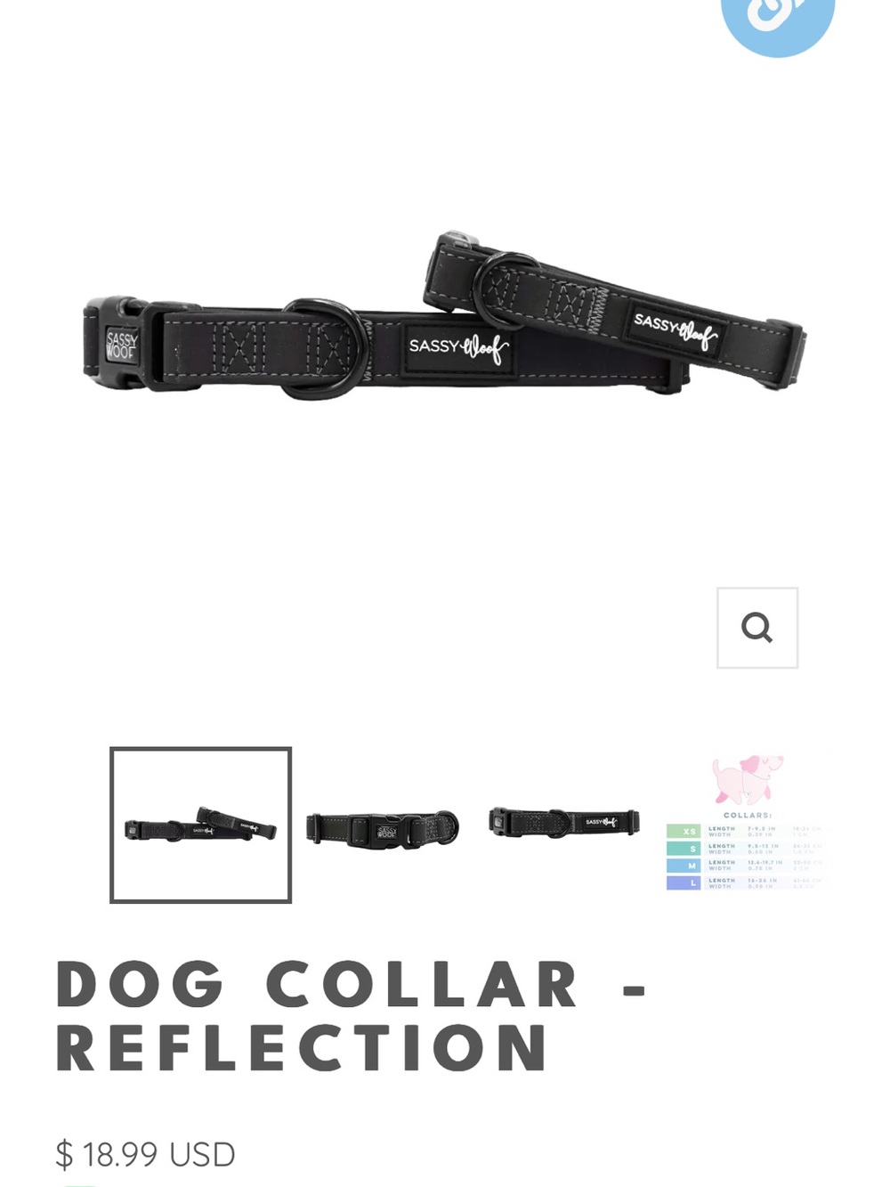 Iridescent Sassy Woof Reflective Dog collar - Picture 4 of 4